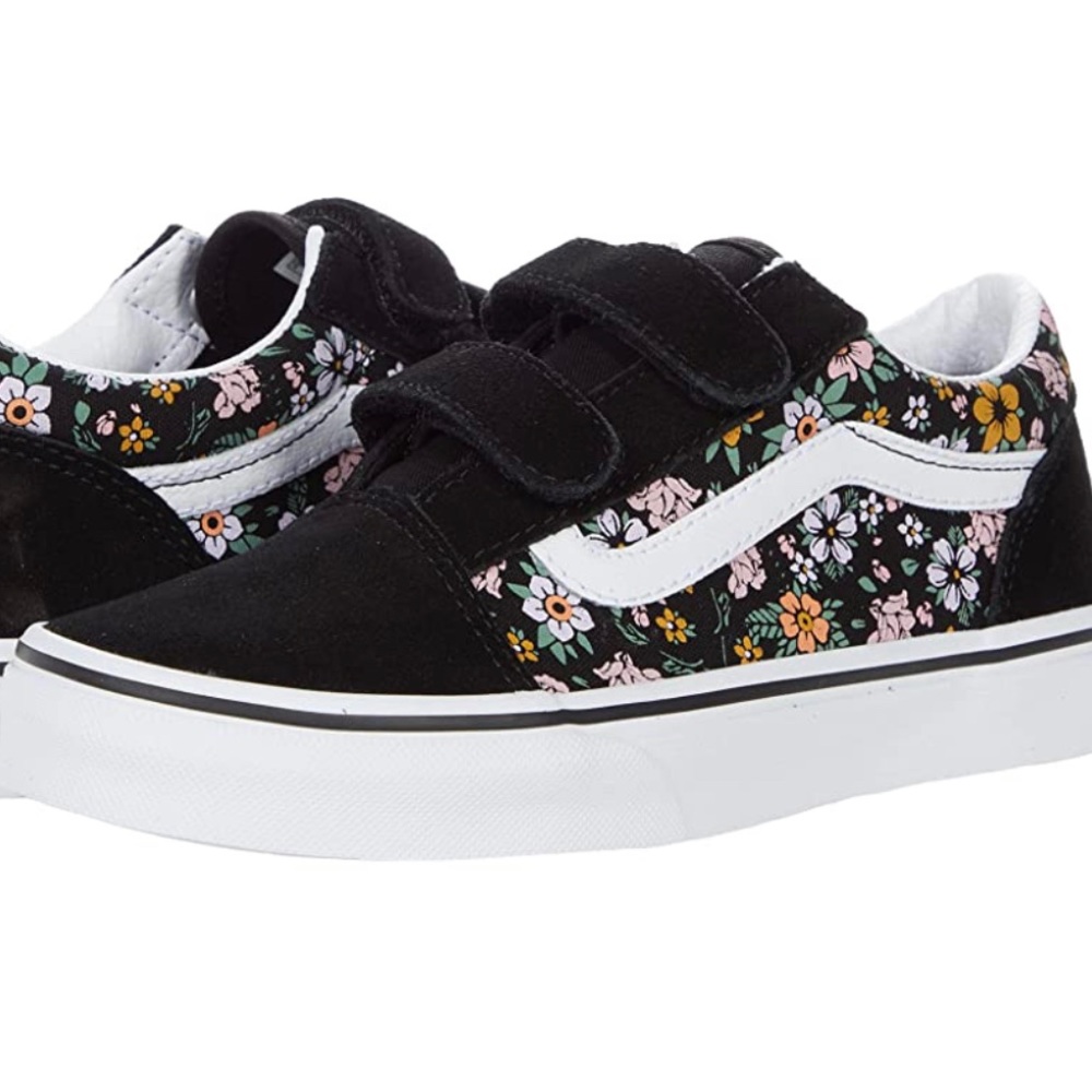 Little Girls - Old Skool Velcro Vans w/floral pattern - Size 3